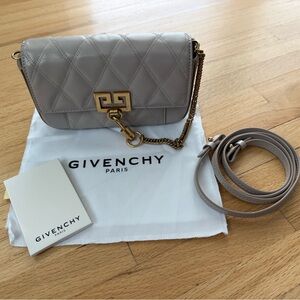 Givenchy Gray Quilted Crossbody Bag with Gold Accents